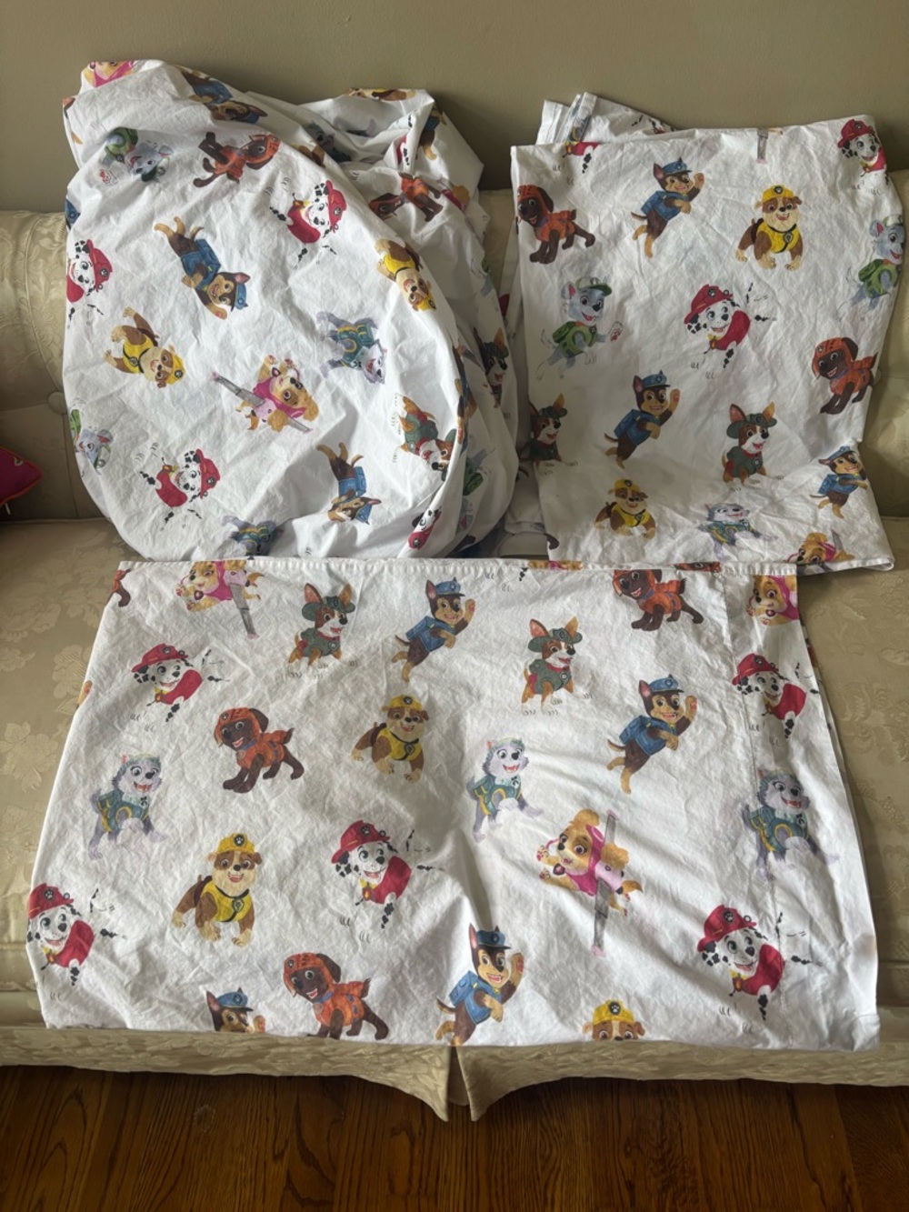 Pottery Barn Kids Paw Patrol Twin Sheet Set Fitted Flat Pillowcase Organic